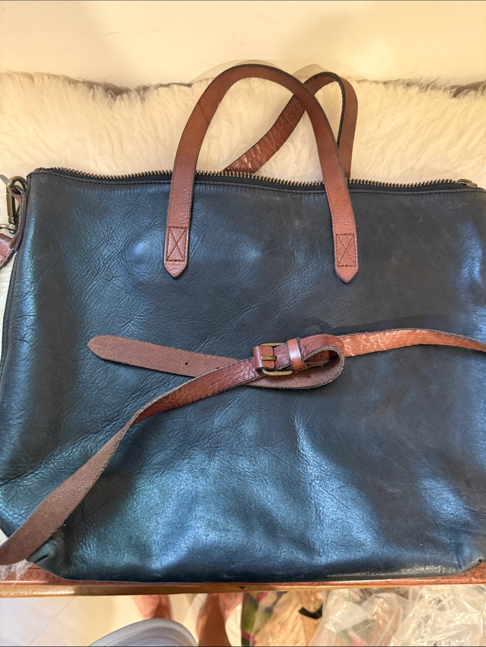 Madewell Black and Brown Leather Bag